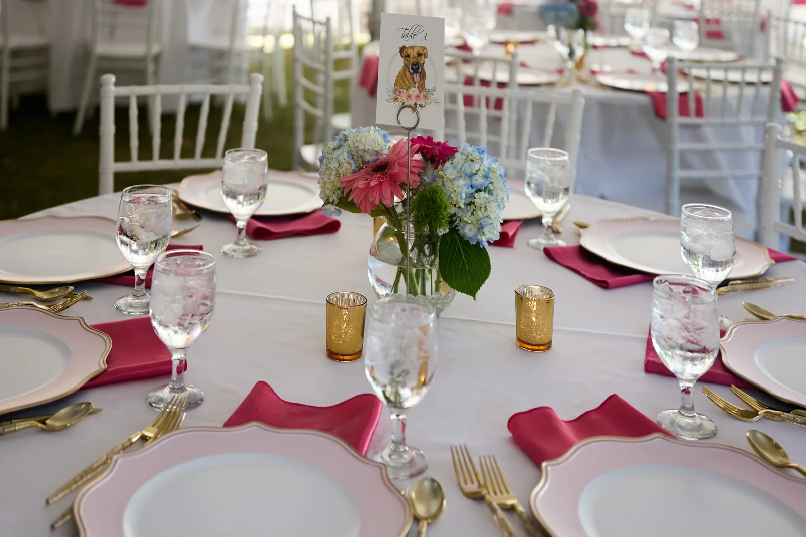 table centerpiece detail, colorful florals