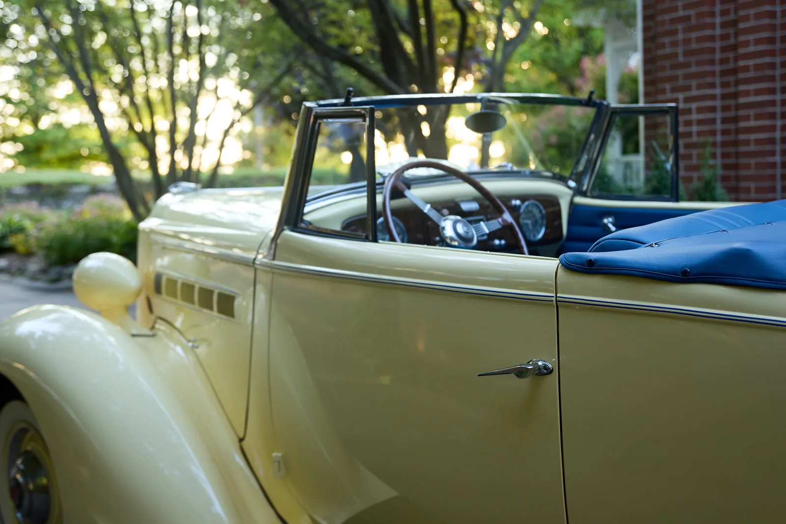 vintage convertible car interior/dashboard detail