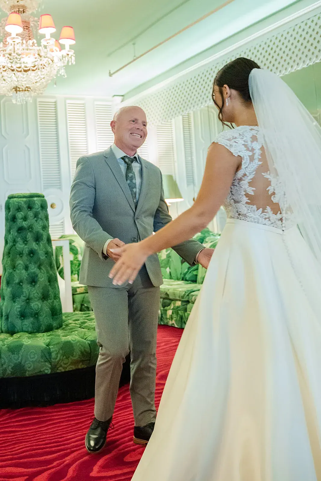 Father daughter first look — Jennifer & Parker's wedding at the Grand Hotel, Mackinac Island