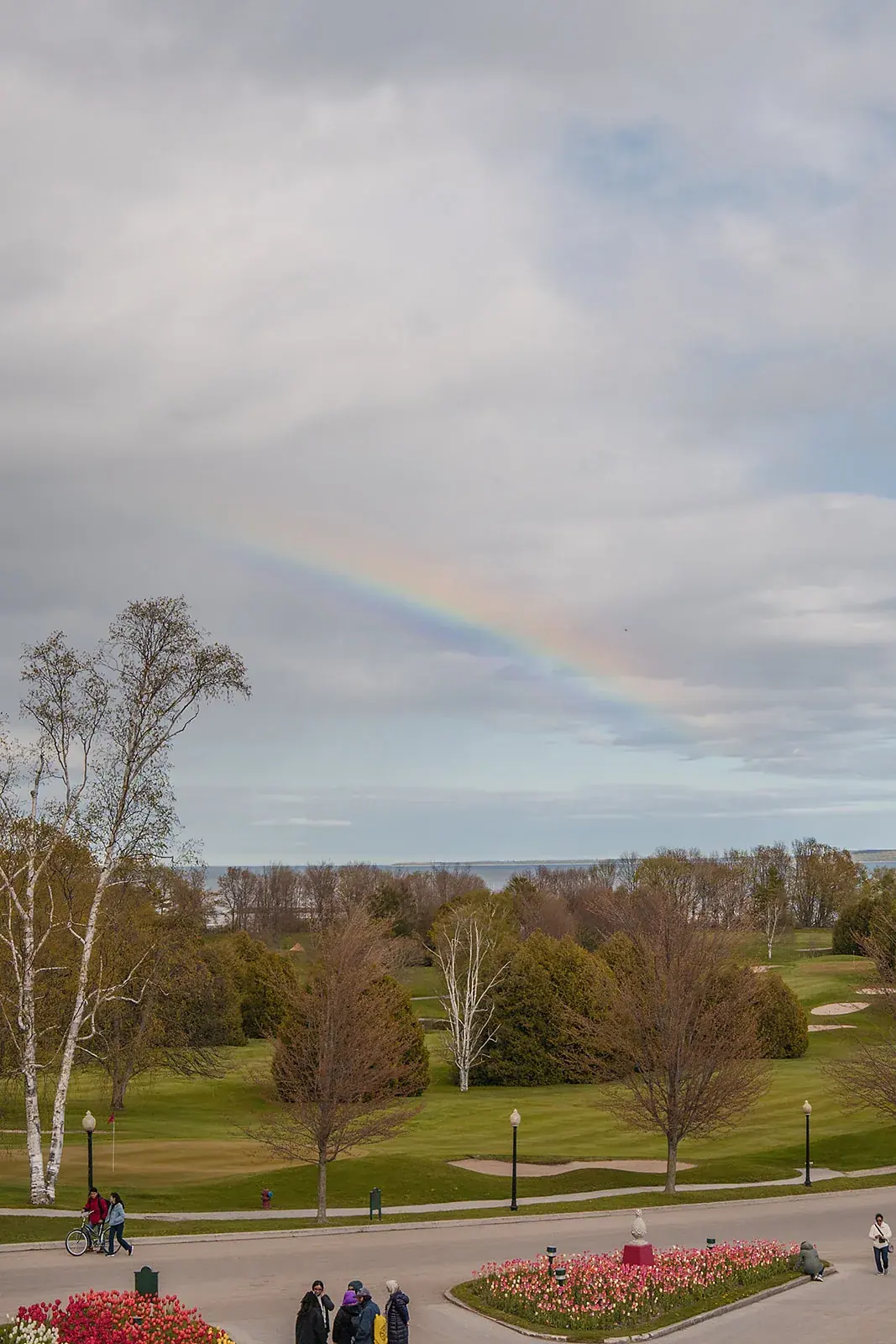 Rainbow over grand hotel lawn — Jennifer & Parker's wedding at the Grand Hotel, Mackinac Island