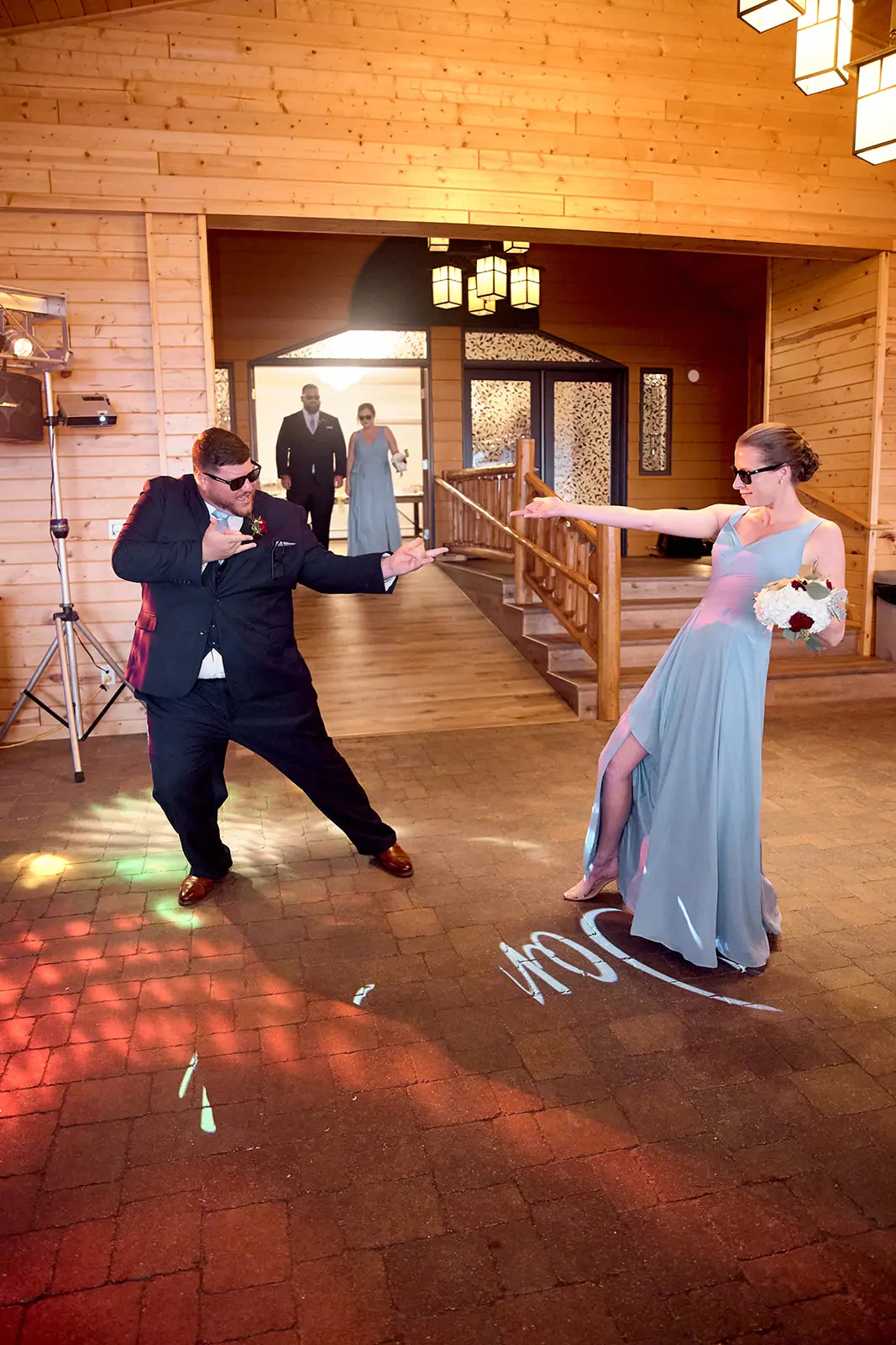 Couple dancing floor coloured light projected — Taylor & Mark's wedding at The Manor at Fire Tower Hill, Lewiston, MI
