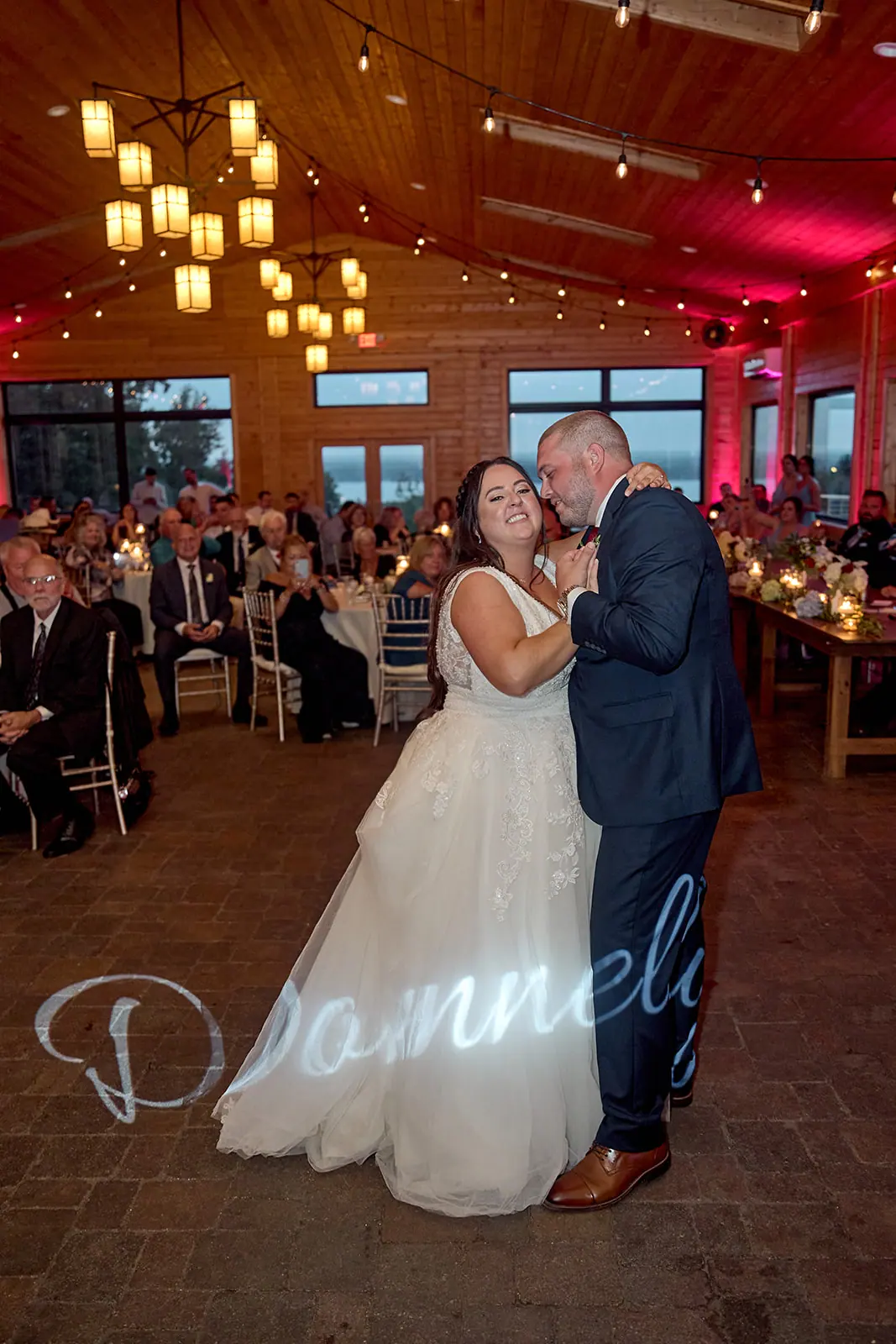Couple dancing projected name portrait crop — Taylor & Mark's wedding at The Manor at Fire Tower Hill, Lewiston, MI