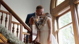 Enchanting wedding ceremony captured by Cheboygan MI Videographers at a Victorian home in Northern Michigan, showcasing the unique blend of American and English cultures.